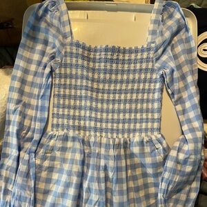 Janie and Jack Light Blue and White Smocked Romper